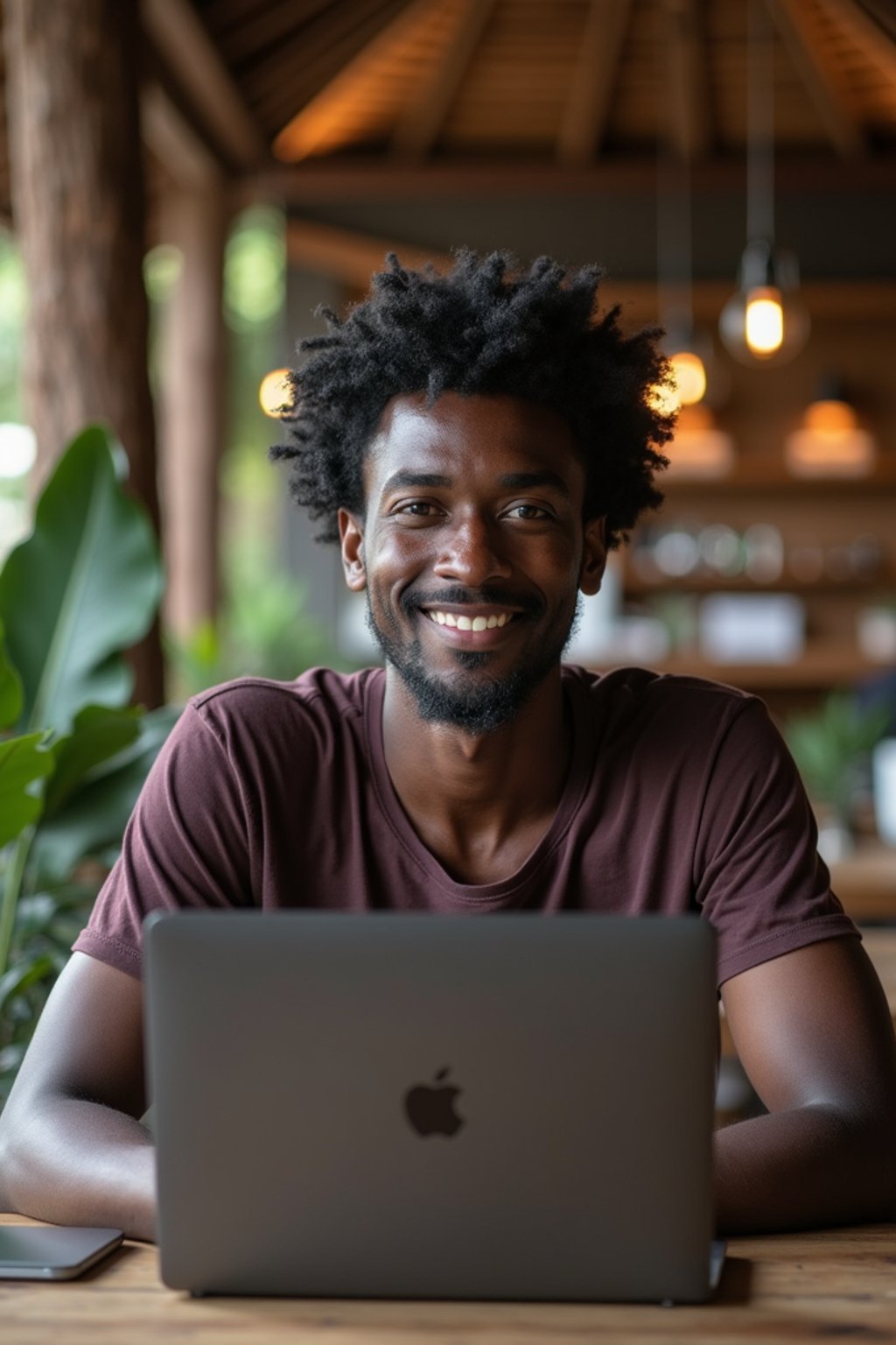 man as digital nomad in Chiang Mai in front of coworking