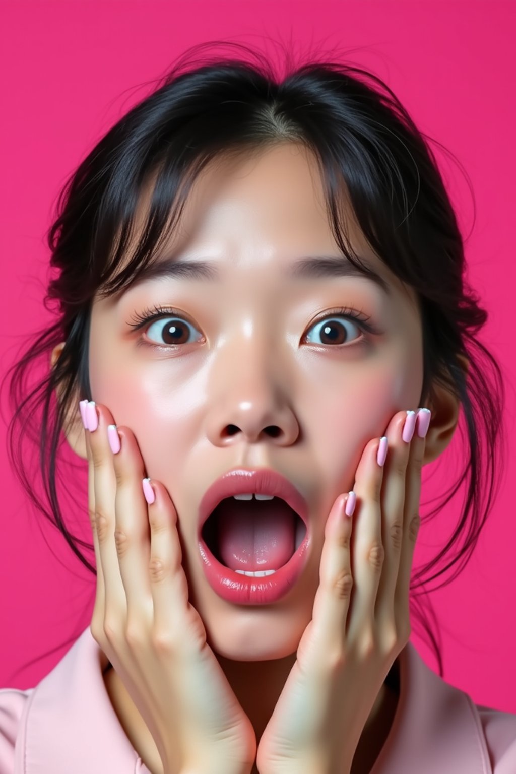 the image is a vibrant and colorful thumbnail, typically used for a youtube video. it features the exaggerated face of one woman expressing shock and humor, emphasizing the crazy theme of the video. their face is outlined with a white stroke to make it stand out against the pink background. this type of design is commonly used to attract viewers on social media platforms by promising entertaining and possibly awkward content.