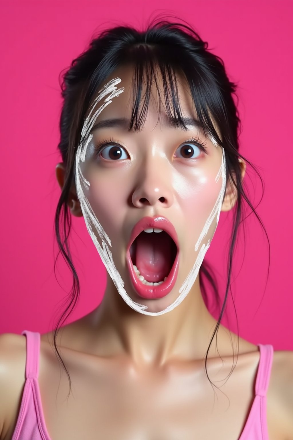 the image is a vibrant and colorful thumbnail, typically used for a youtube video. it features the exaggerated face of one woman expressing shock and humor, emphasizing the crazy theme of the video. their face is outlined with a white stroke to make it stand out against the pink background. this type of design is commonly used to attract viewers on social media platforms by promising entertaining and possibly awkward content.