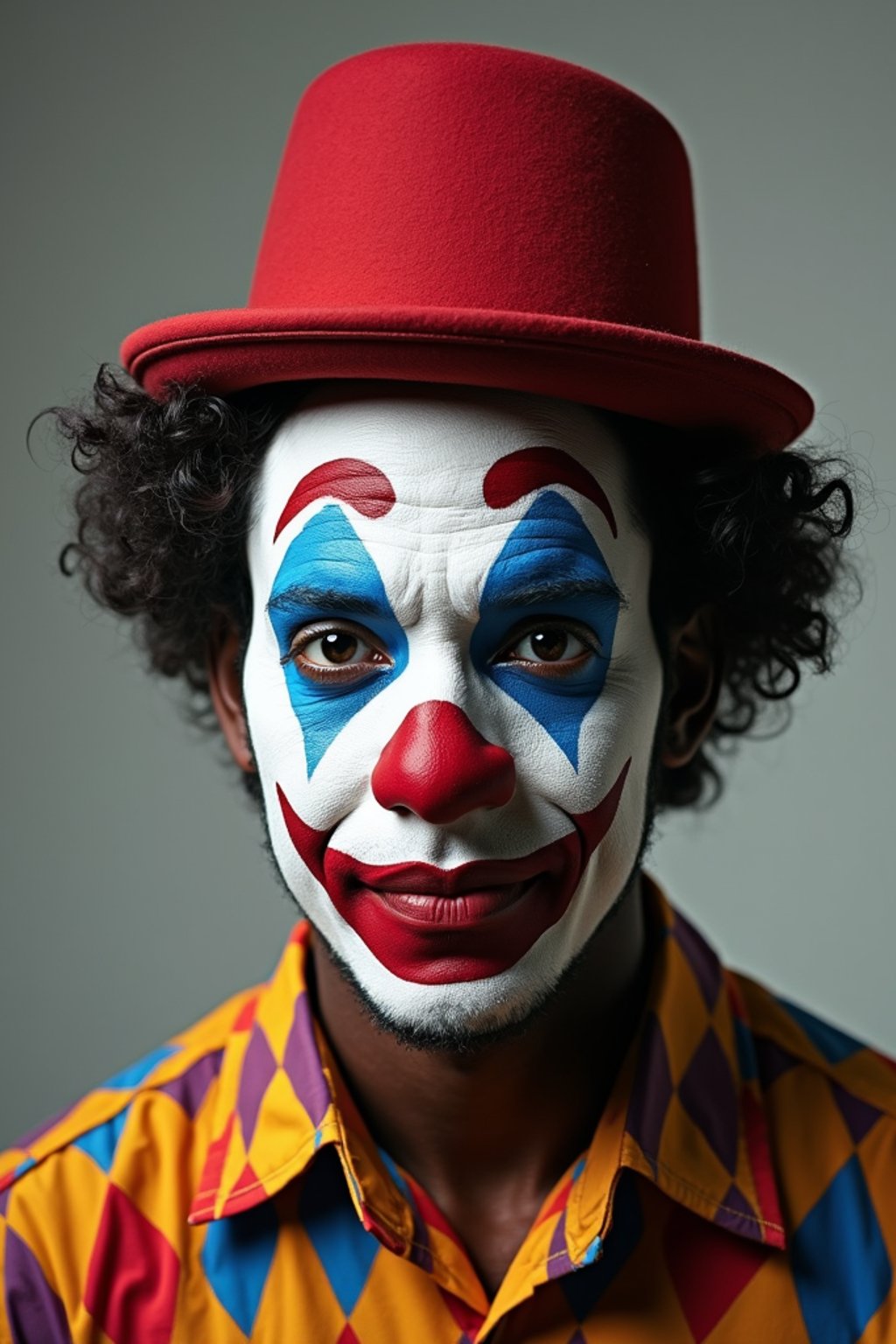 man as Clown with Clown Makeup, blank background