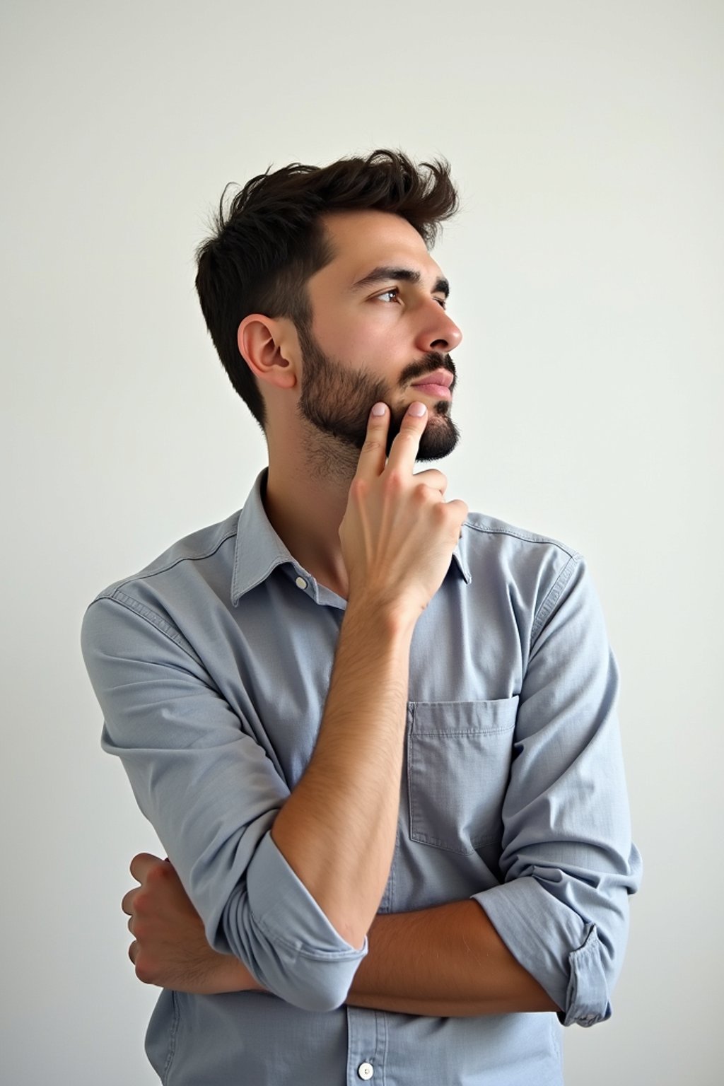 thinking ruminating contemplating contemplation pondering, blank background