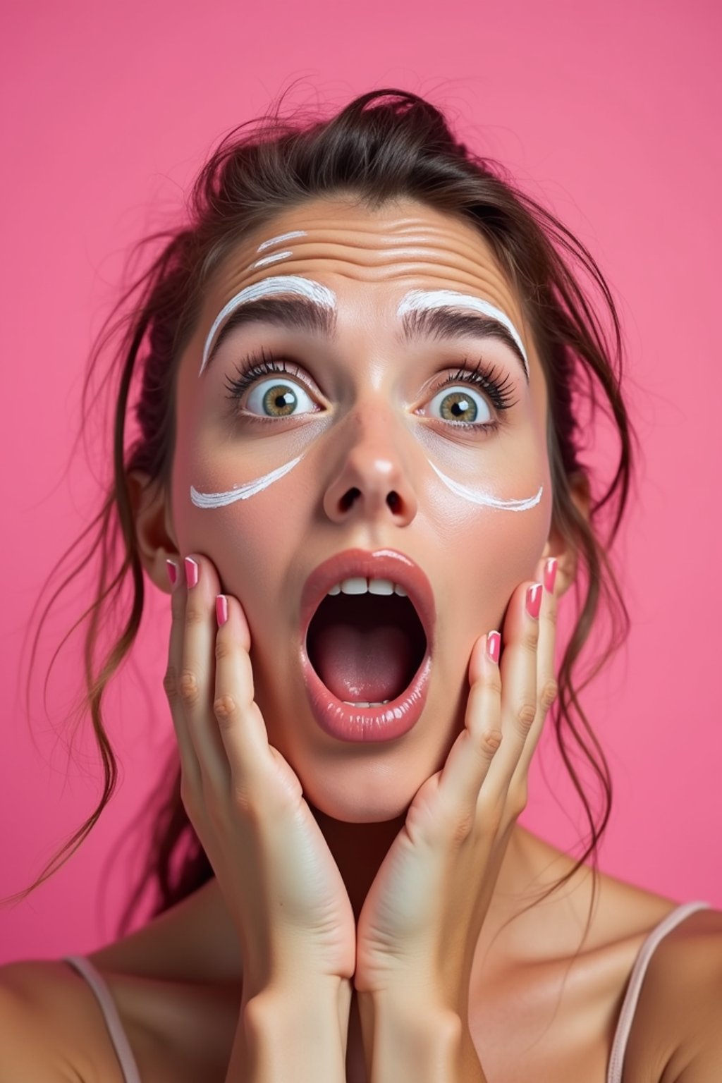 the image is a vibrant and colorful thumbnail, typically used for a youtube video. it features the exaggerated face of one woman expressing shock and humor, emphasizing the crazy theme of the video. their face is outlined with a white stroke to make it stand out against the pink background. this type of design is commonly used to attract viewers on social media platforms by promising entertaining and possibly awkward content.