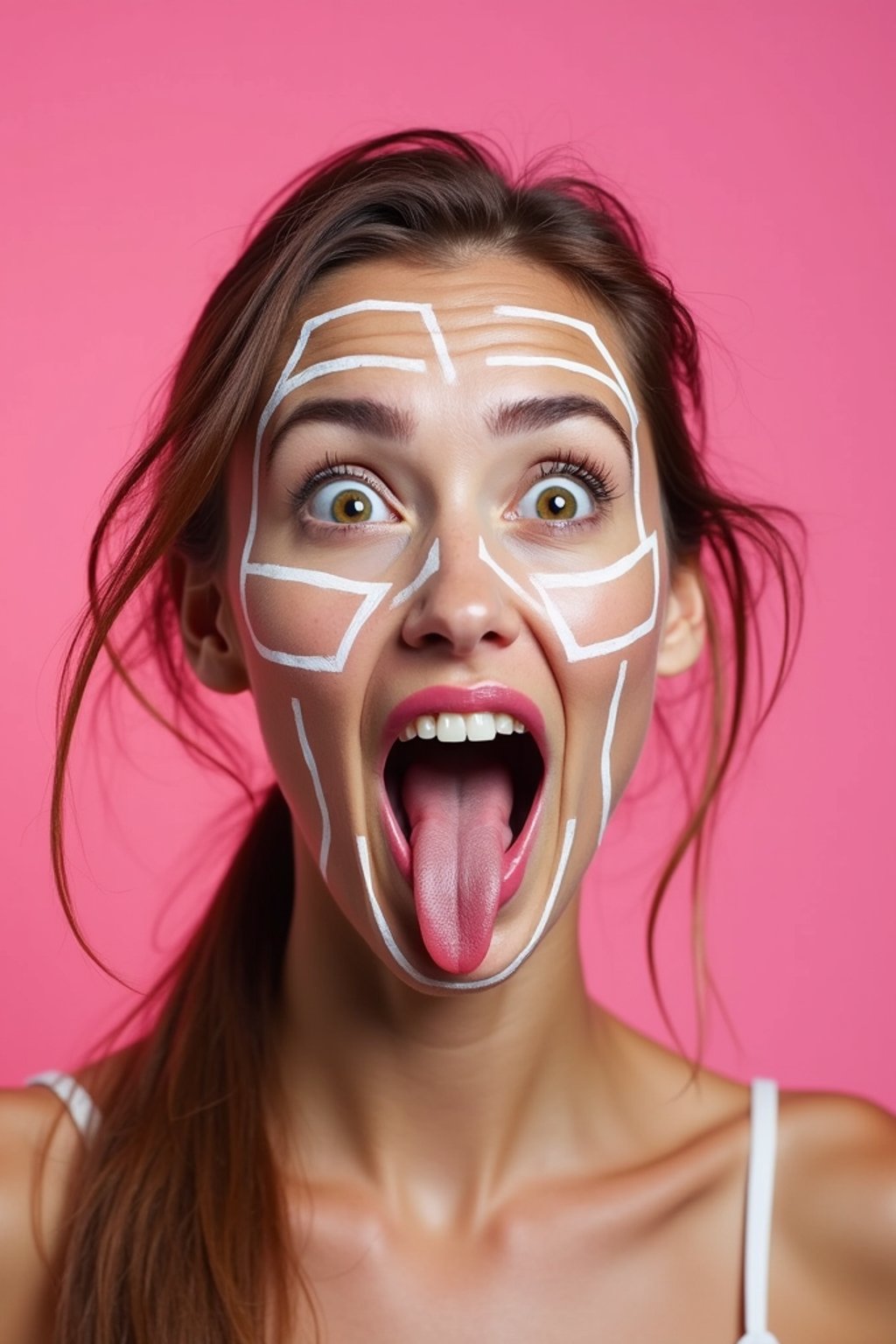 the image is a vibrant and colorful thumbnail, typically used for a youtube video. it features the exaggerated face of one woman expressing shock and humor, emphasizing the crazy theme of the video. their face is outlined with a white stroke to make it stand out against the pink background. this type of design is commonly used to attract viewers on social media platforms by promising entertaining and possibly awkward content.