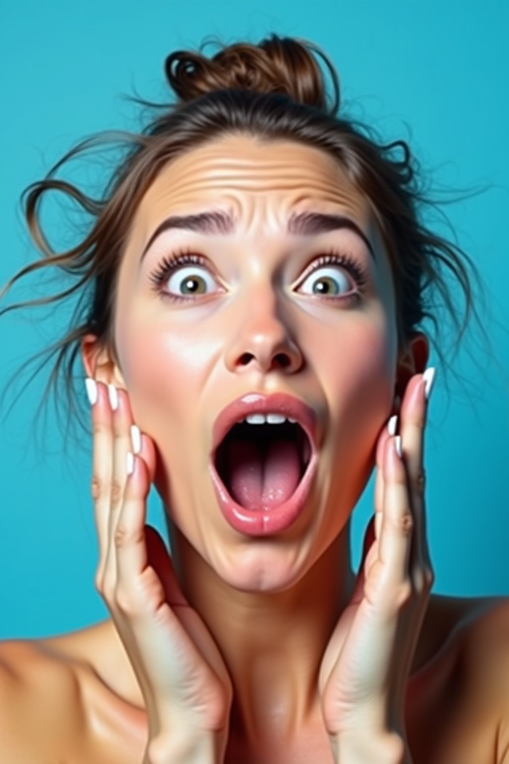 the image is a vibrant and colorful thumbnail, typically used for a youtube video. it features the exaggerated face of one woman expressing shock and humor, emphasizing the crazy theme of the video. their face is outlined with a white stroke to make it stand out against the blue background. this type of design is commonly used to attract viewers on social media platforms by promising entertaining and possibly awkward content.