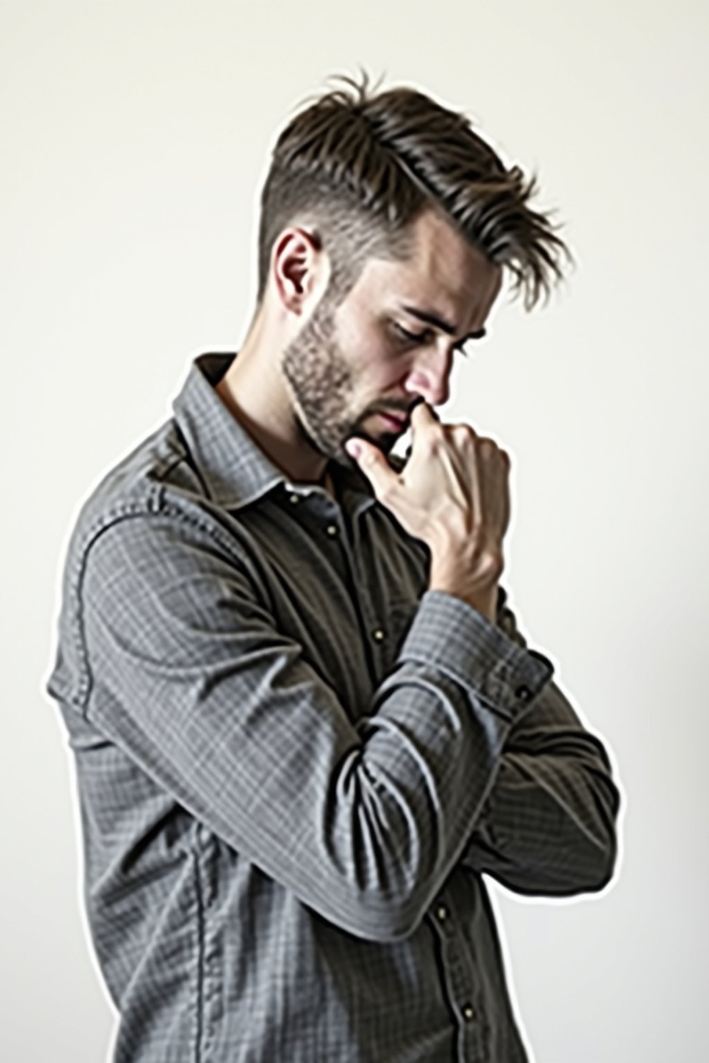 thinking ruminating contemplating contemplation pondering, blank background