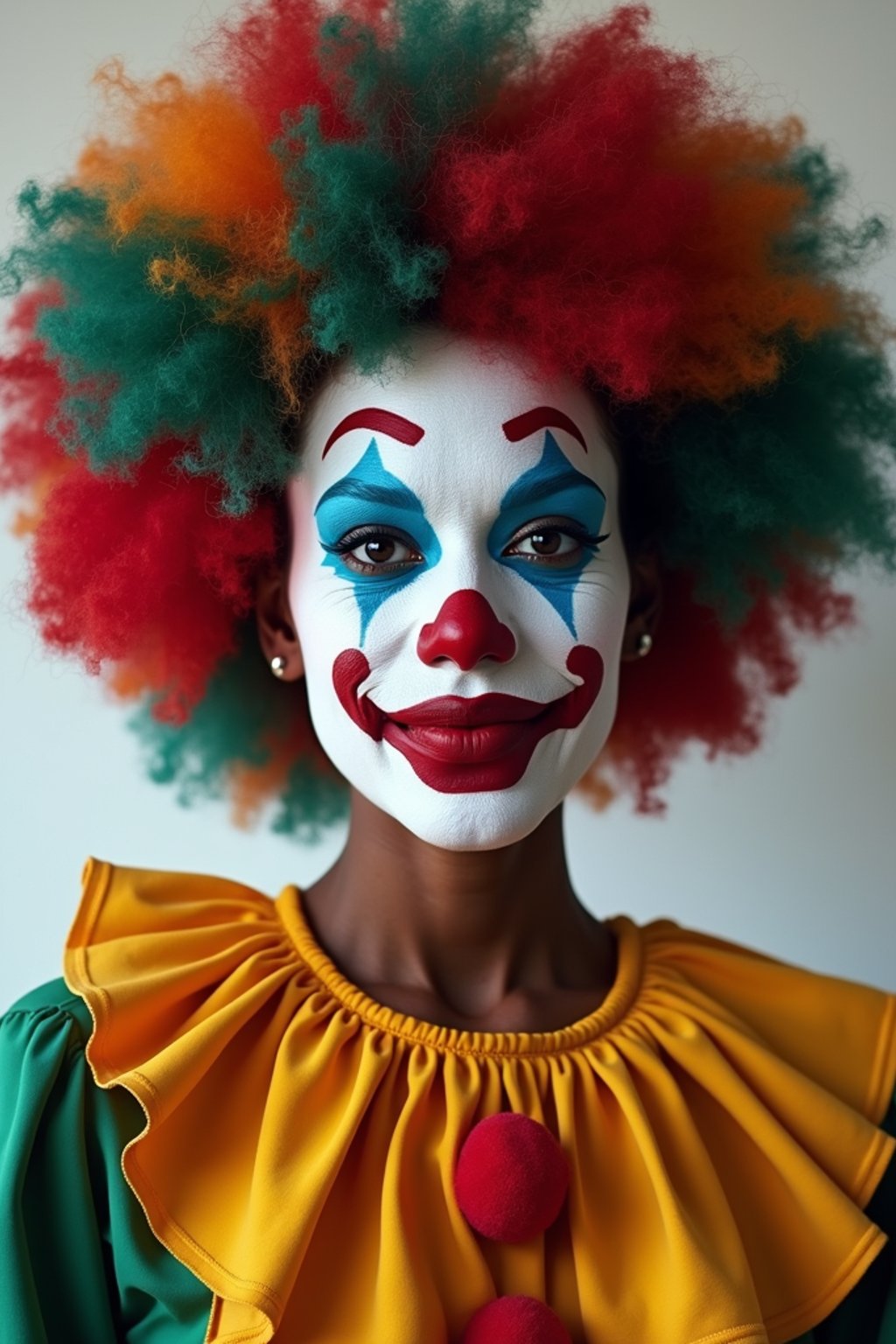 woman as Clown with Clown Makeup, blank background