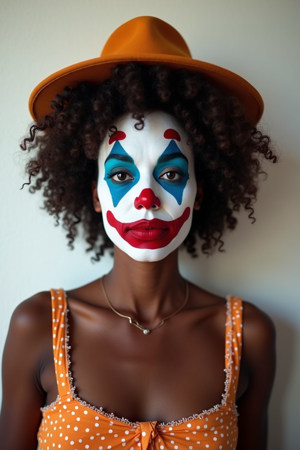 woman as Clown with Clown Makeup, blank background