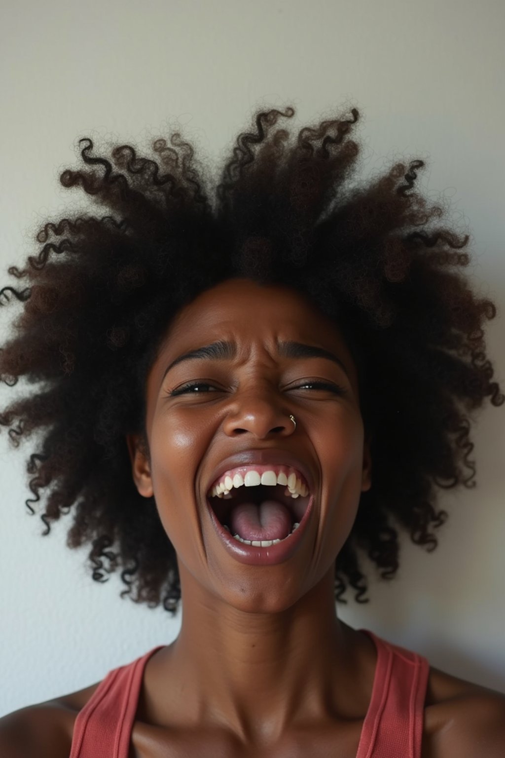 exaggerated crying woman, blank background