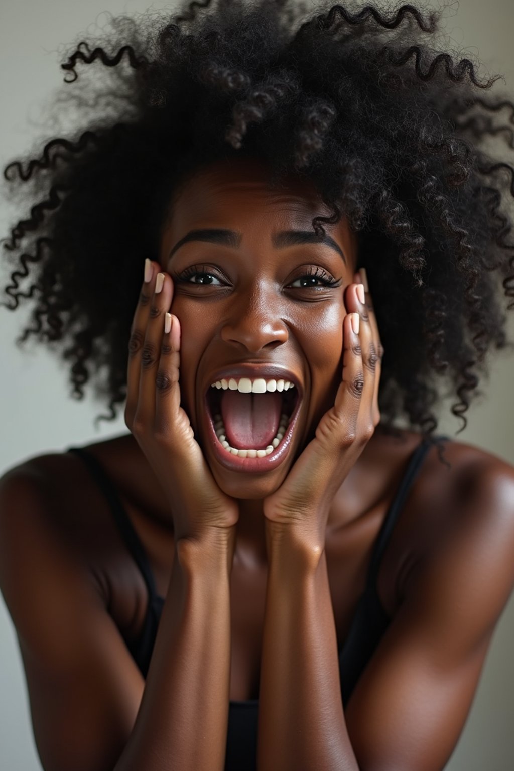 exaggerated crying woman, blank background