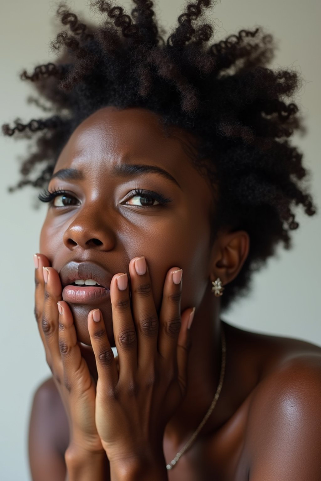 exaggerated crying woman, blank background