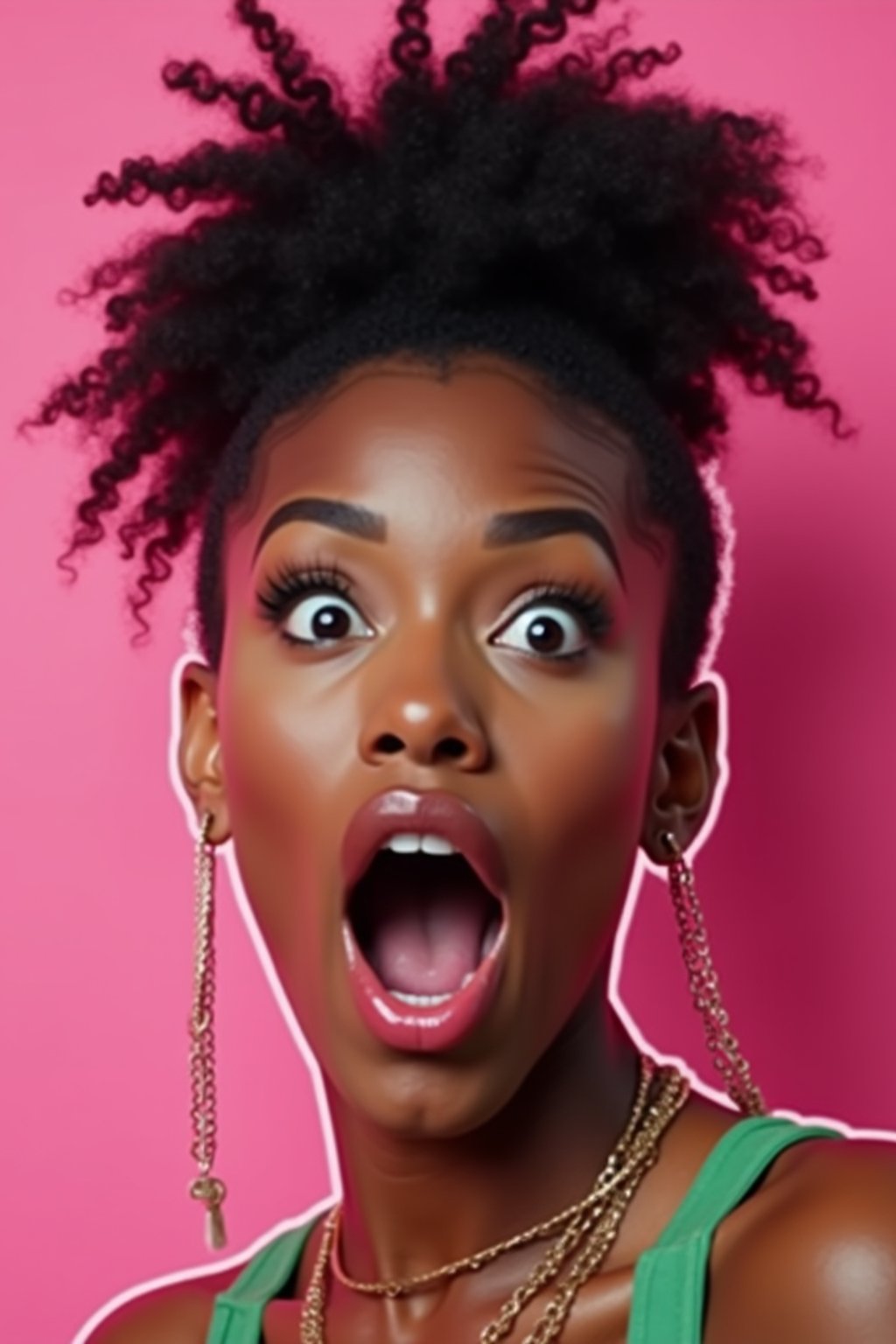 the image is a vibrant and colorful thumbnail, typically used for a youtube video. it features the exaggerated face of one woman expressing shock and humor, emphasizing the crazy theme of the video. their face is outlined with a white stroke to make it stand out against the pink background. this type of design is commonly used to attract viewers on social media platforms by promising entertaining and possibly awkward content.