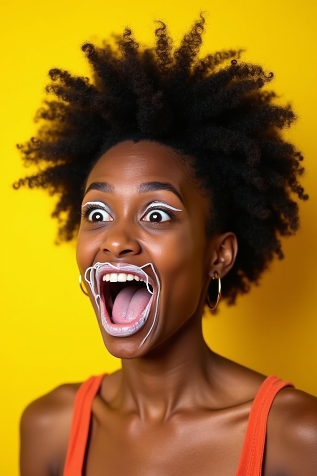 the image is a vibrant and colorful thumbnail, typically used for a youtube video. it features the exaggerated face of one woman expressing shock and humor, emphasizing the crazy theme of the video. their face is outlined with a white stroke to make it stand out against the yellow background. this type of design is commonly used to attract viewers on social media platforms by promising entertaining and possibly awkward content.