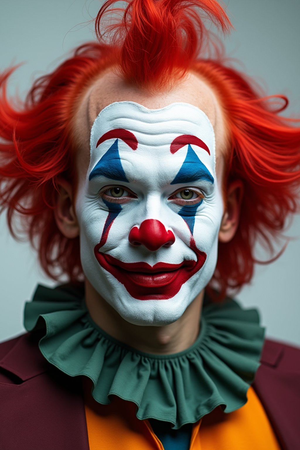 man as Clown with Clown Makeup, blank background