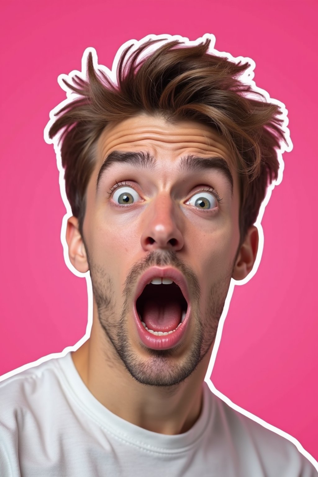 the image is a vibrant and colorful thumbnail, typically used for a youtube video. it features the exaggerated face of one man expressing shock and humor, emphasizing the crazy theme of the video. their face is outlined with a white stroke to make it stand out against the pink background. this type of design is commonly used to attract viewers on social media platforms by promising entertaining and possibly awkward content.