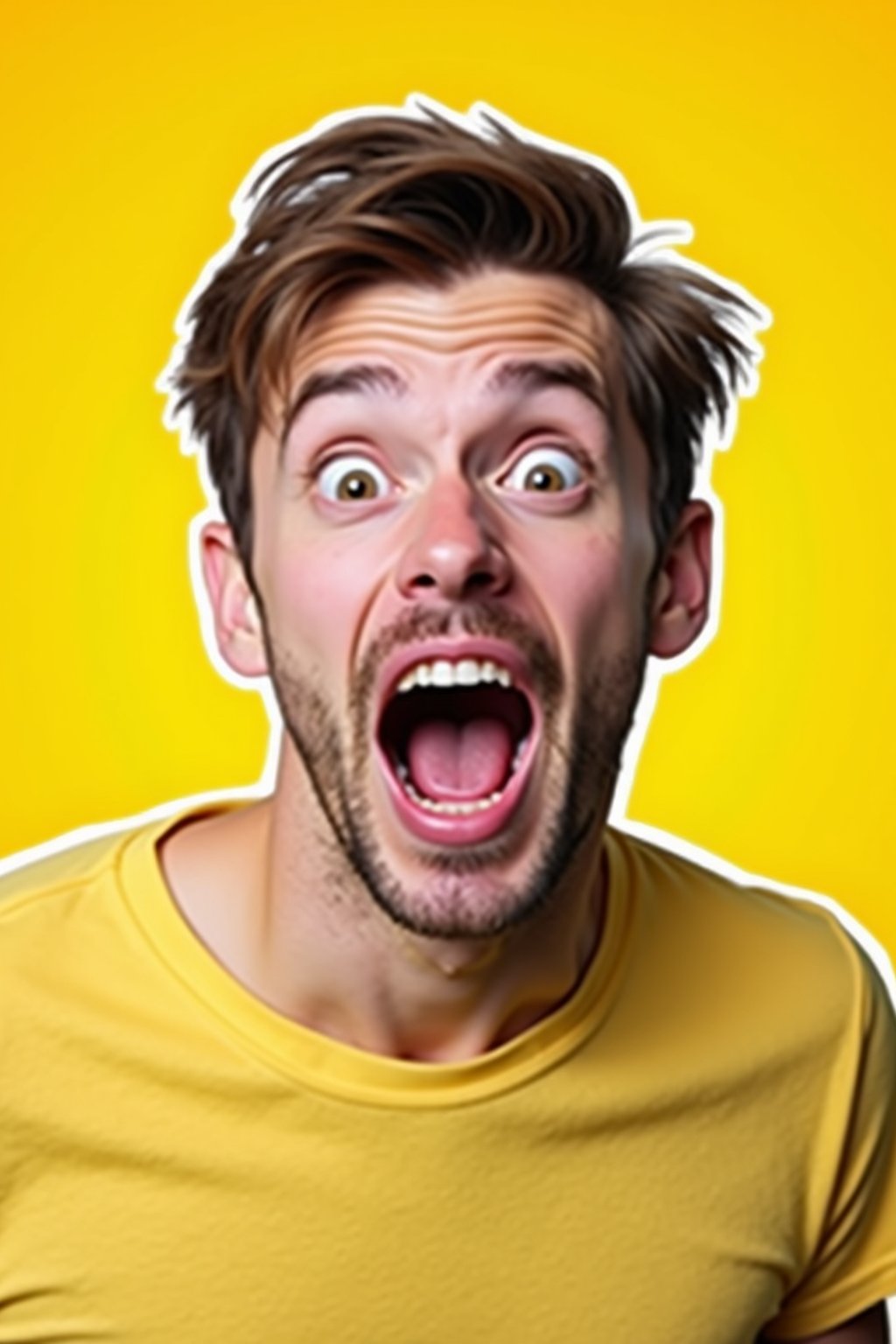 the image is a vibrant and colorful thumbnail, typically used for a youtube video. it features the exaggerated face of one man expressing shock and humor, emphasizing the crazy theme of the video. their face is outlined with a white stroke to make it stand out against the yellow background. this type of design is commonly used to attract viewers on social media platforms by promising entertaining and possibly awkward content.