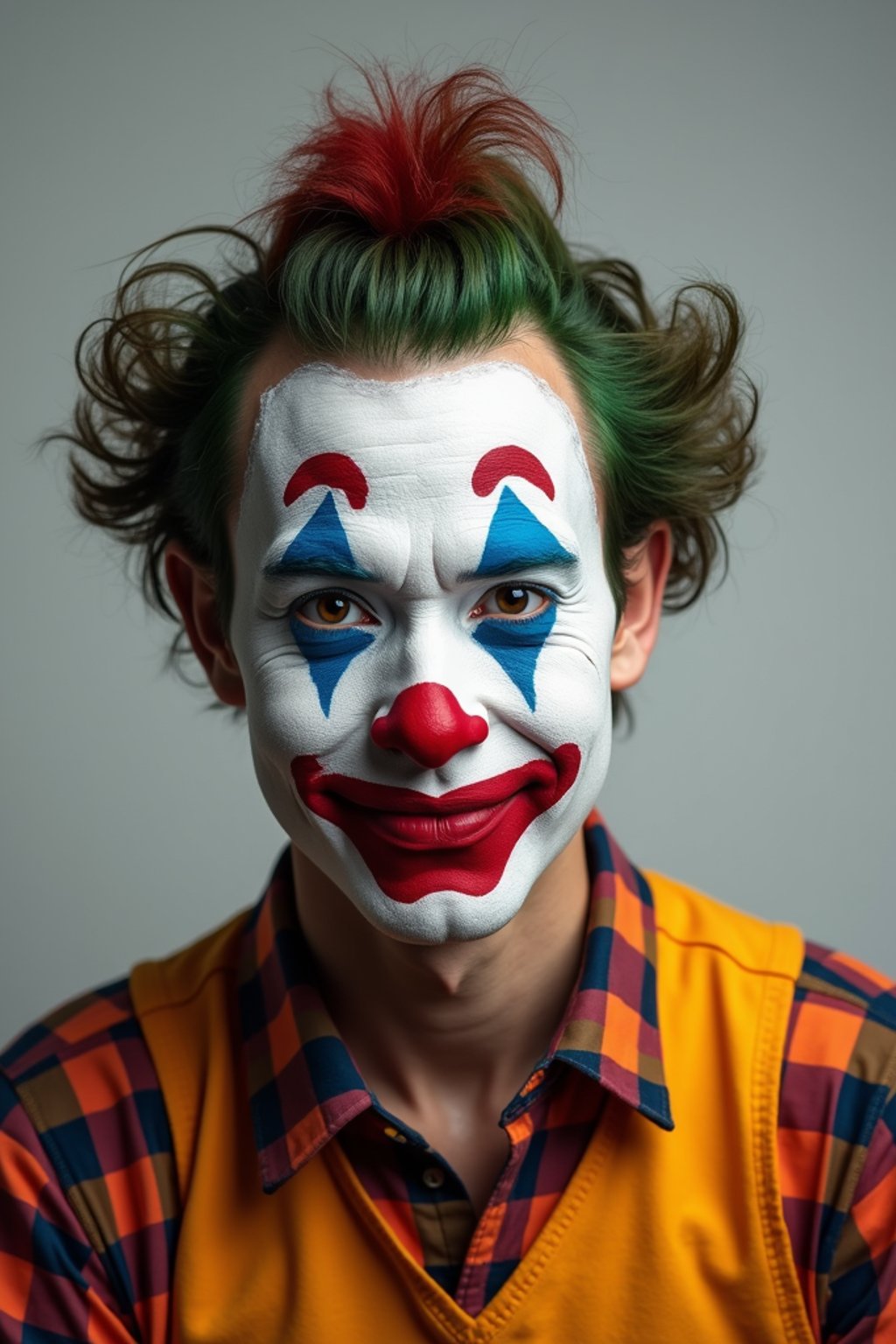 man as Clown with Clown Makeup, blank background