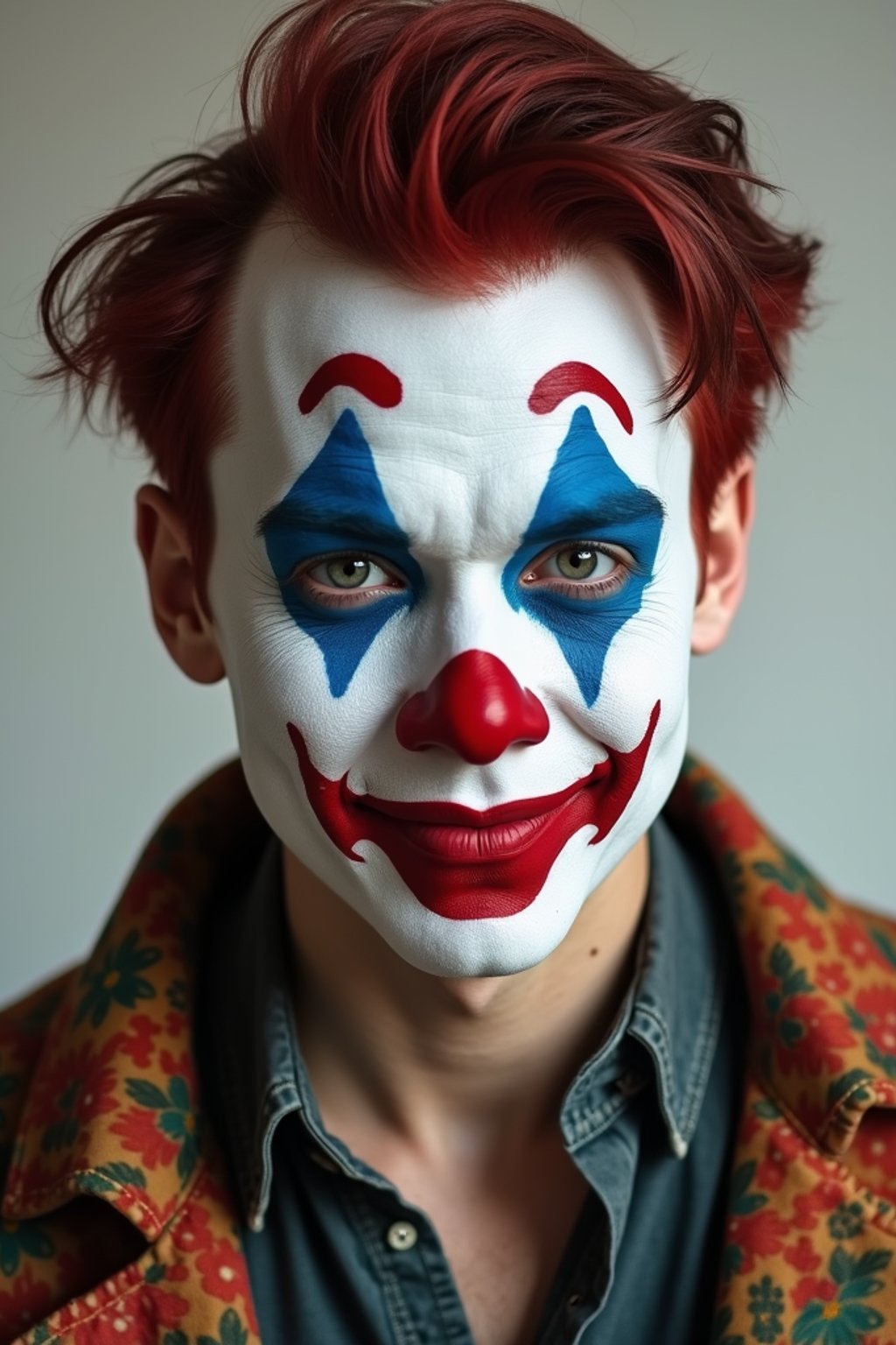 man as Clown with Clown Makeup, blank background