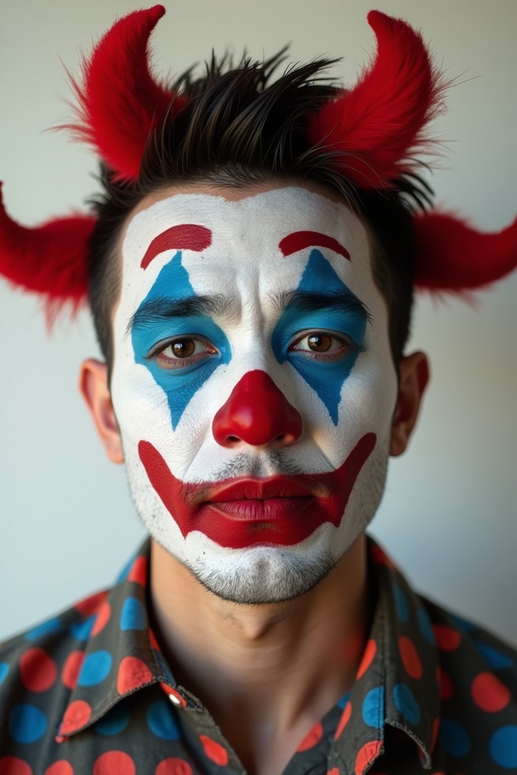 man as Clown with Clown Makeup, blank background