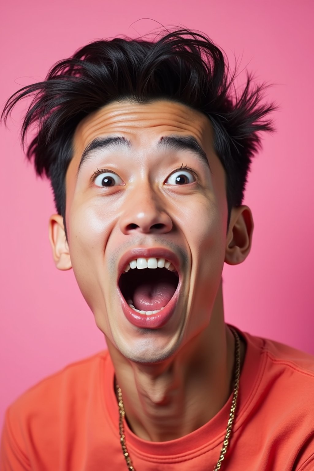 the image is a vibrant and colorful thumbnail, typically used for a youtube video. it features the exaggerated face of one man expressing shock and humor, emphasizing the crazy theme of the video. their face is outlined with a white stroke to make it stand out against the pink background. this type of design is commonly used to attract viewers on social media platforms by promising entertaining and possibly awkward content.