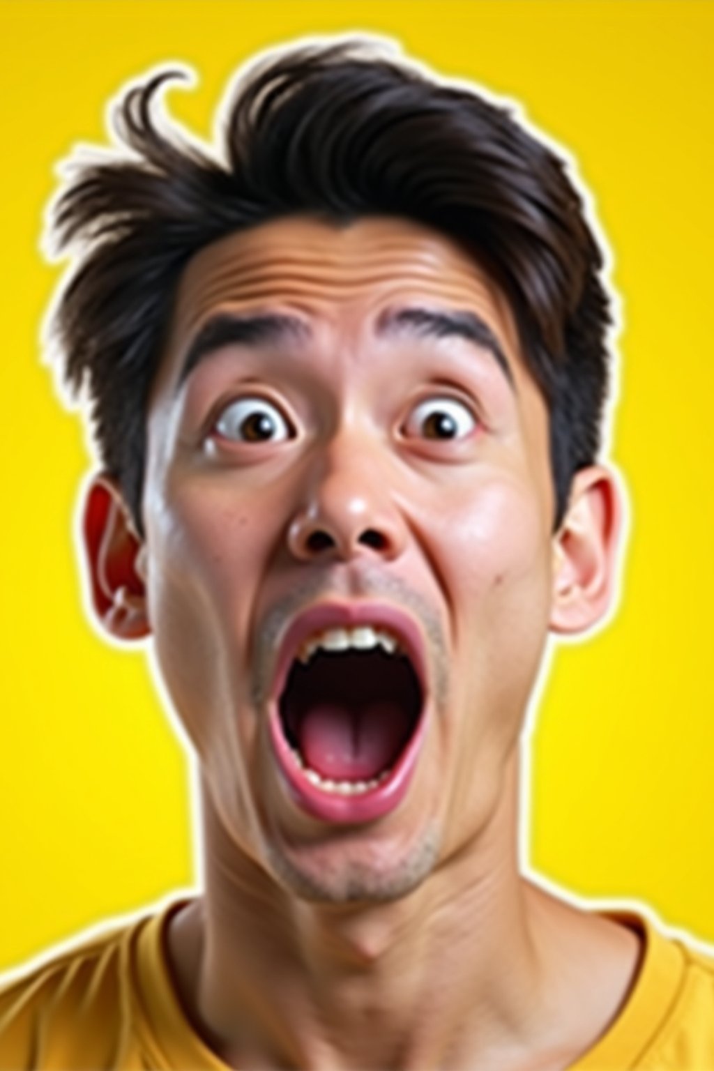 the image is a vibrant and colorful thumbnail, typically used for a youtube video. it features the exaggerated face of one man expressing shock and humor, emphasizing the crazy theme of the video. their face is outlined with a white stroke to make it stand out against the yellow background. this type of design is commonly used to attract viewers on social media platforms by promising entertaining and possibly awkward content.