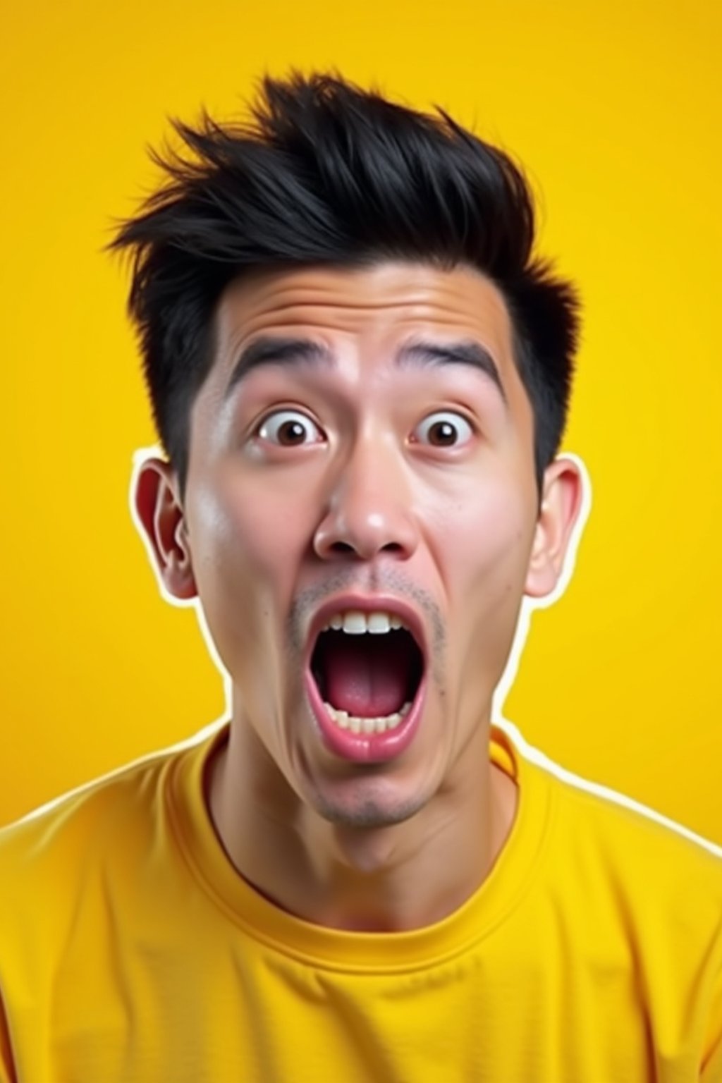 the image is a vibrant and colorful thumbnail, typically used for a youtube video. it features the exaggerated face of one man expressing shock and humor, emphasizing the crazy theme of the video. their face is outlined with a white stroke to make it stand out against the yellow background. this type of design is commonly used to attract viewers on social media platforms by promising entertaining and possibly awkward content.