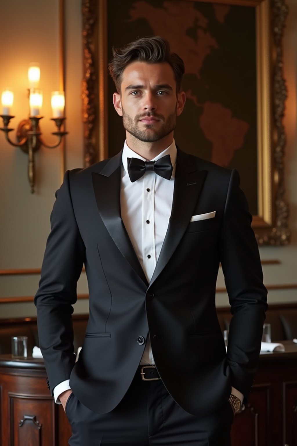 a man wearing  luxurious suit in luxury restaurant, instagram photo, instagram,  fit body