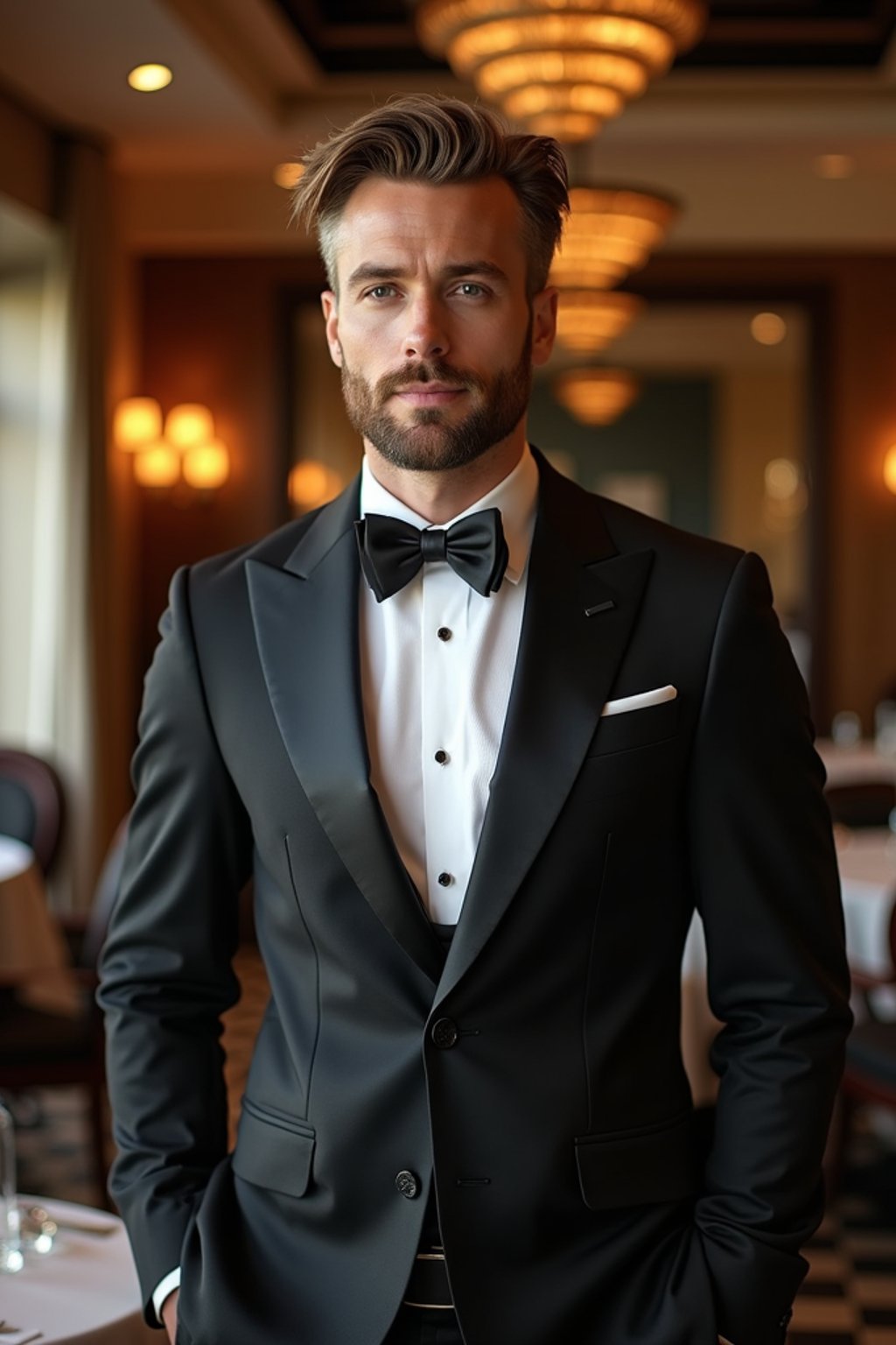 a man wearing  luxurious suit in luxury restaurant, instagram photo, instagram,  fit body