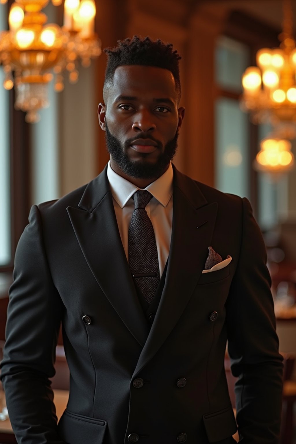 a man wearing  luxurious suit in luxury restaurant, instagram photo, instagram,  fit body