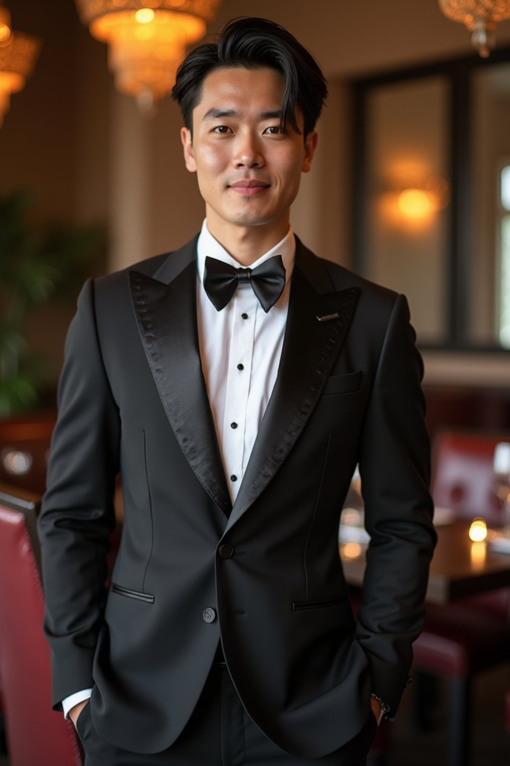 a man wearing  luxurious suit in luxury restaurant, instagram photo, instagram,  fit body