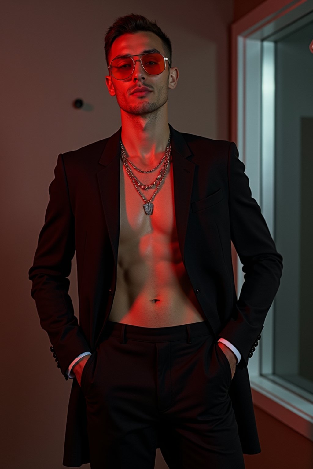 man wearing  nightclub outfit in try on fashion shoot for Zara Shein H&M