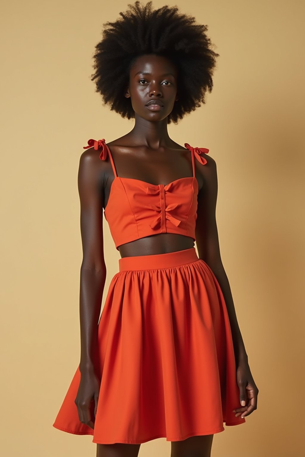 woman wearing crop top and short pleated skirt  in try on fashion shoot for Zara Shein H&M