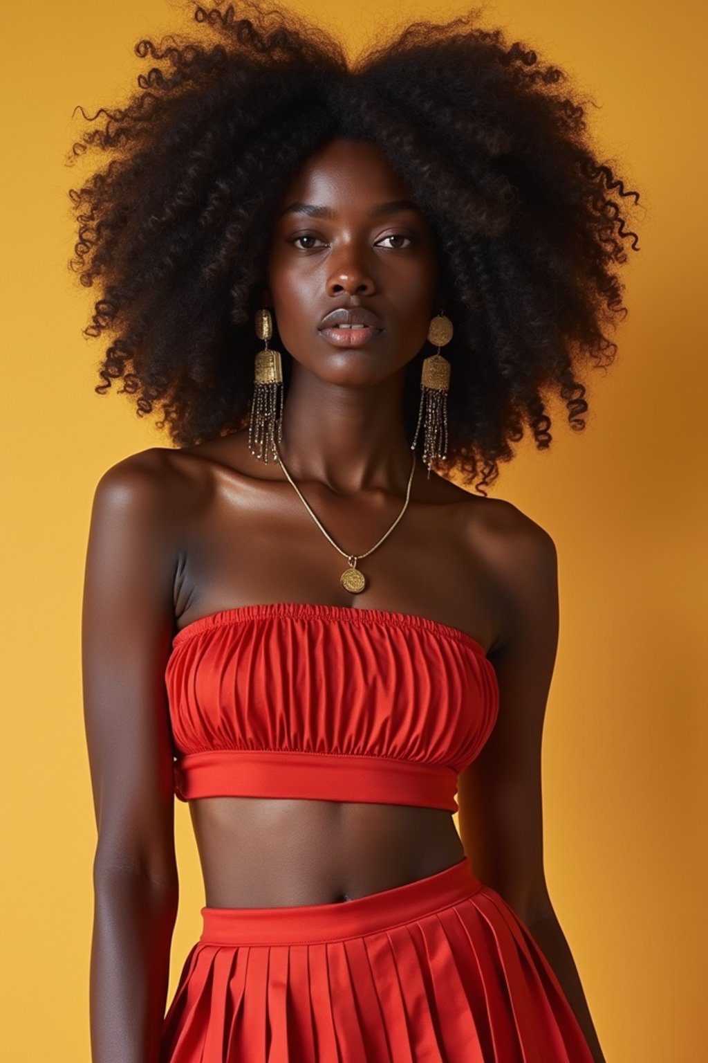 woman wearing crop top and short pleated skirt  in try on fashion shoot for Zara Shein H&M