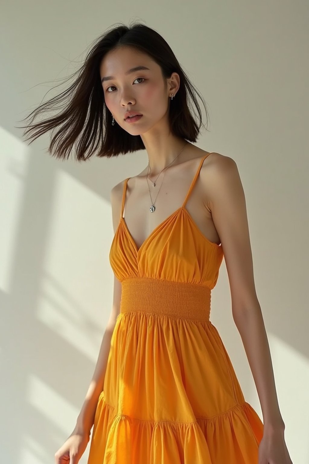 woman wearing summer dress  in try on fashion shoot for Zara Shein H&M