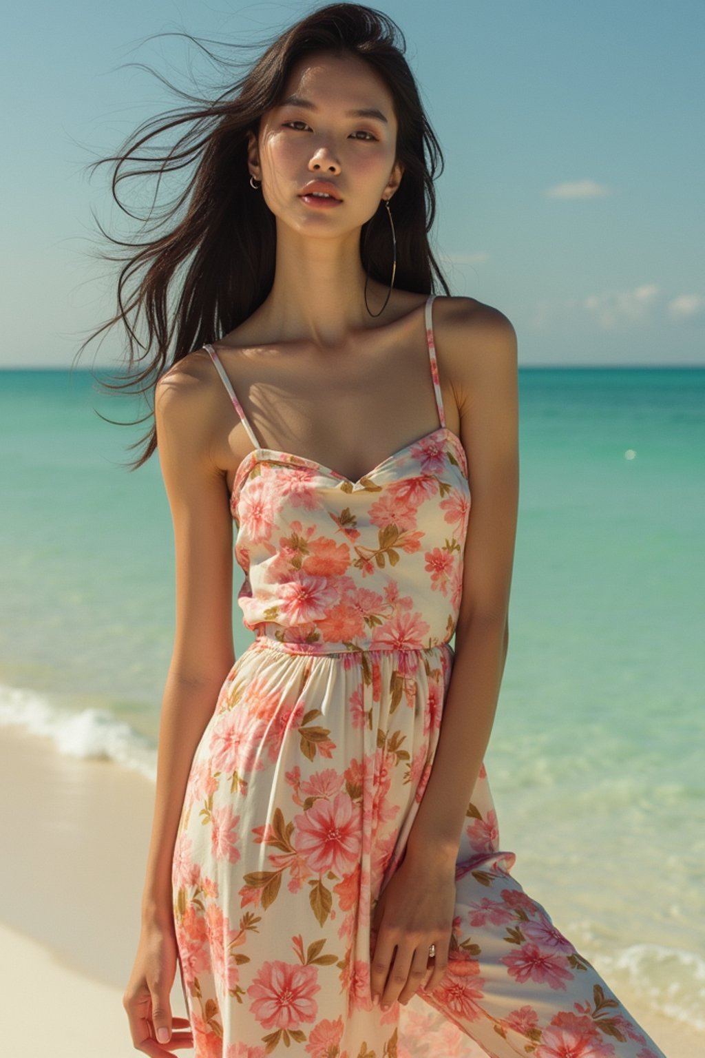 woman wearing summer dress  in try on fashion shoot for Zara Shein H&M