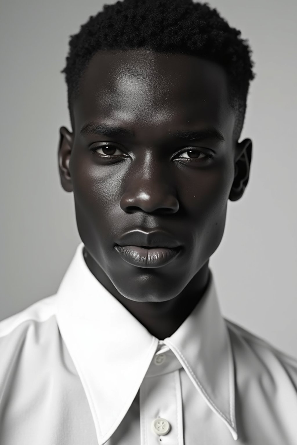 man wearing  white collar shirt in try on fashion shoot for Zara Shein H&M