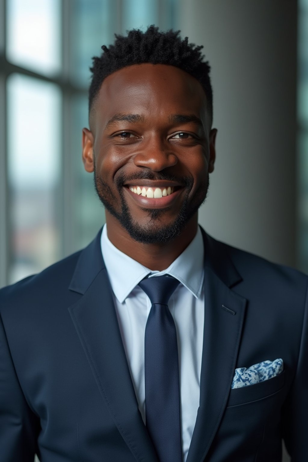 8k professional headshot of man, crisp details, studio backdrop, executive attire, confident posture, neutral expression, high-definition, corporate setting, sharp focus, ambient lighting, business professional, cityscape view