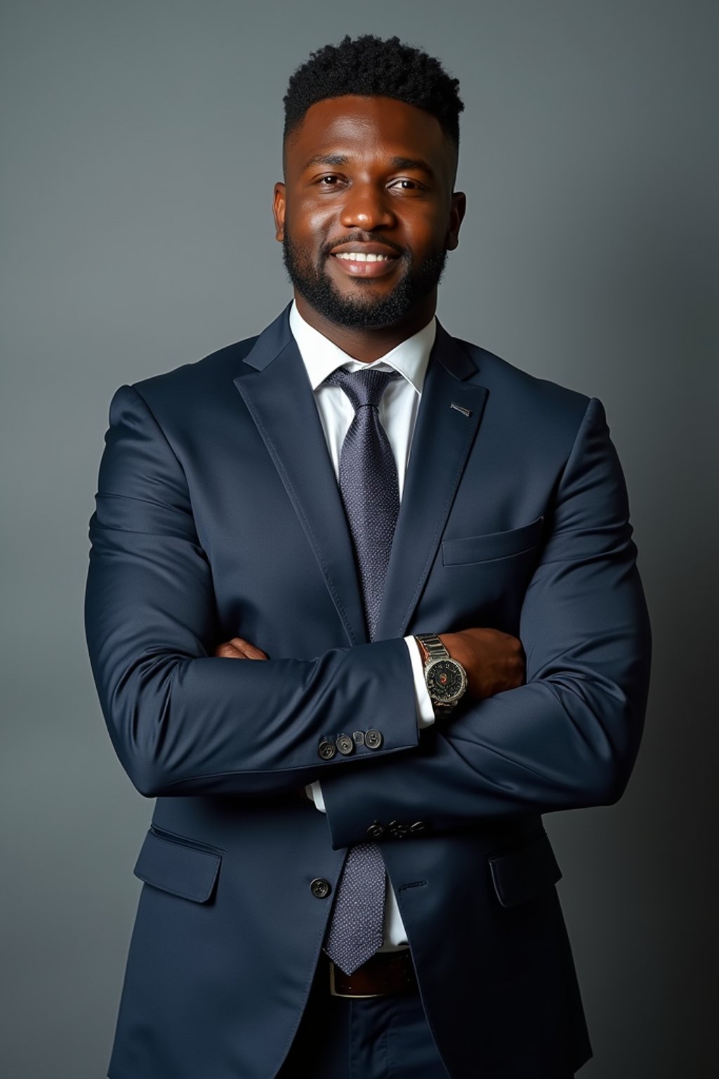 8k professional headshot of man, crisp details, studio backdrop, executive attire, confident posture, neutral expression, high-definition, corporate setting, sharp focus, ambient lighting, business professional, cityscape view