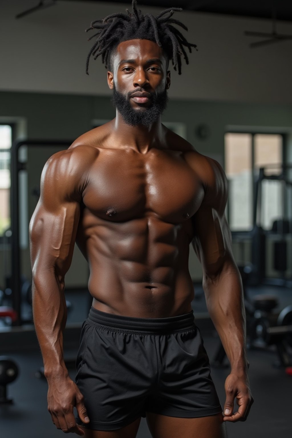 a confident masculine  man engaging in a fitness routine