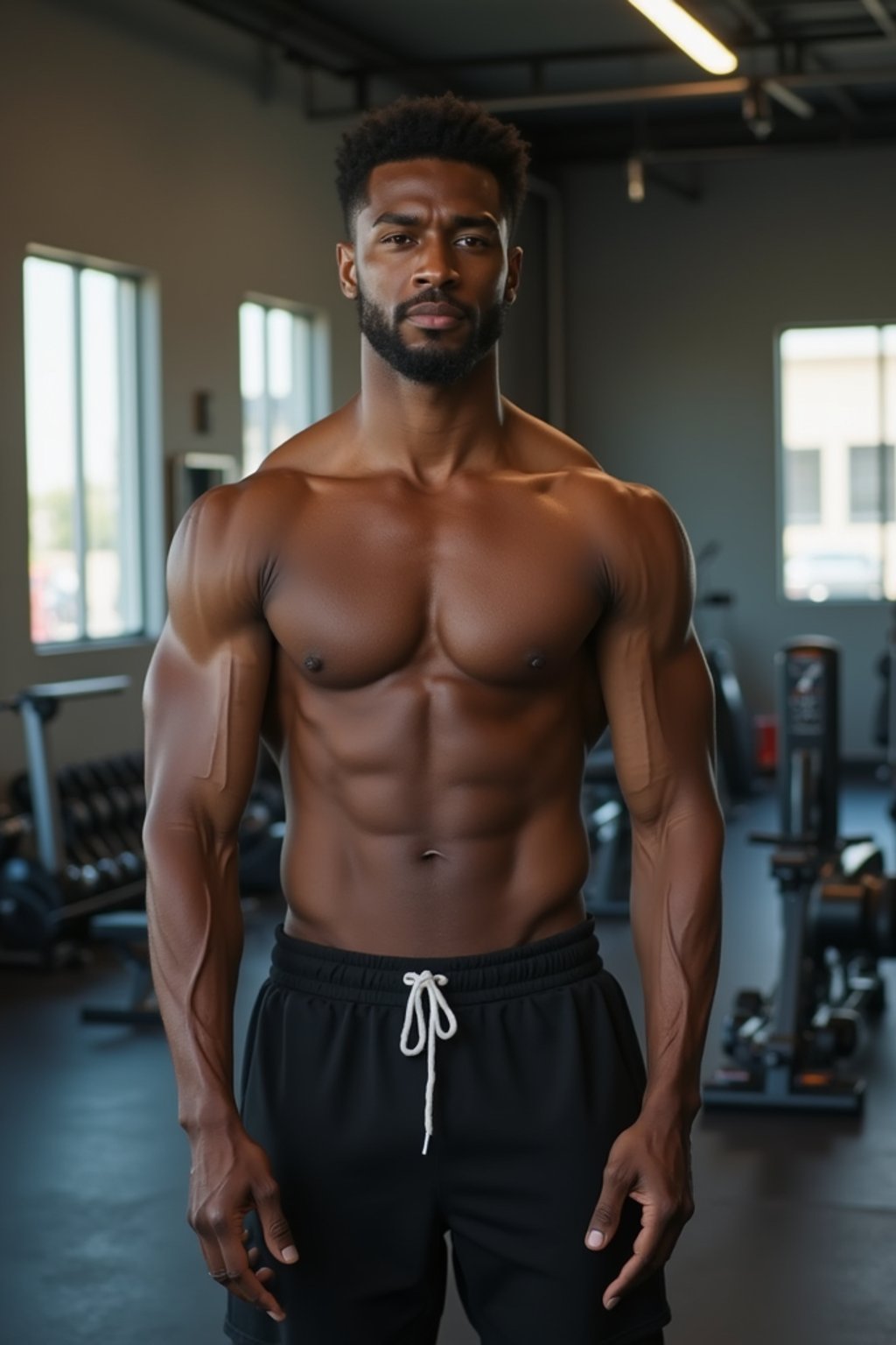 a confident masculine  man engaging in a fitness routine