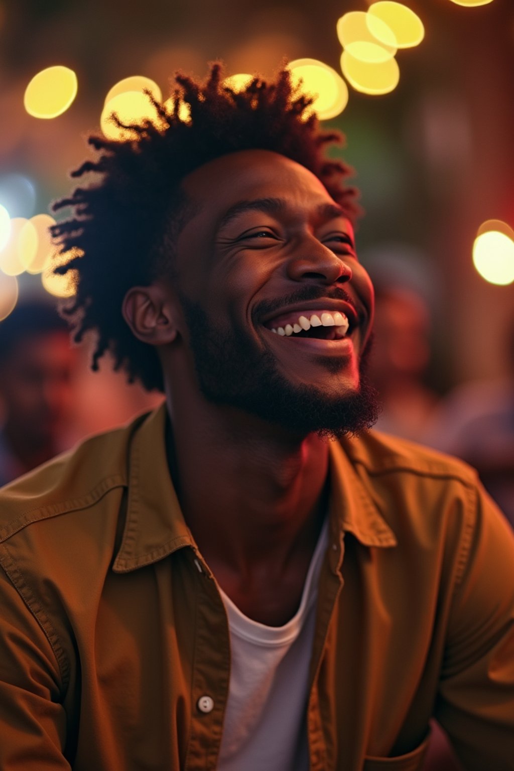 masculine  man laughing and hanging out with friends