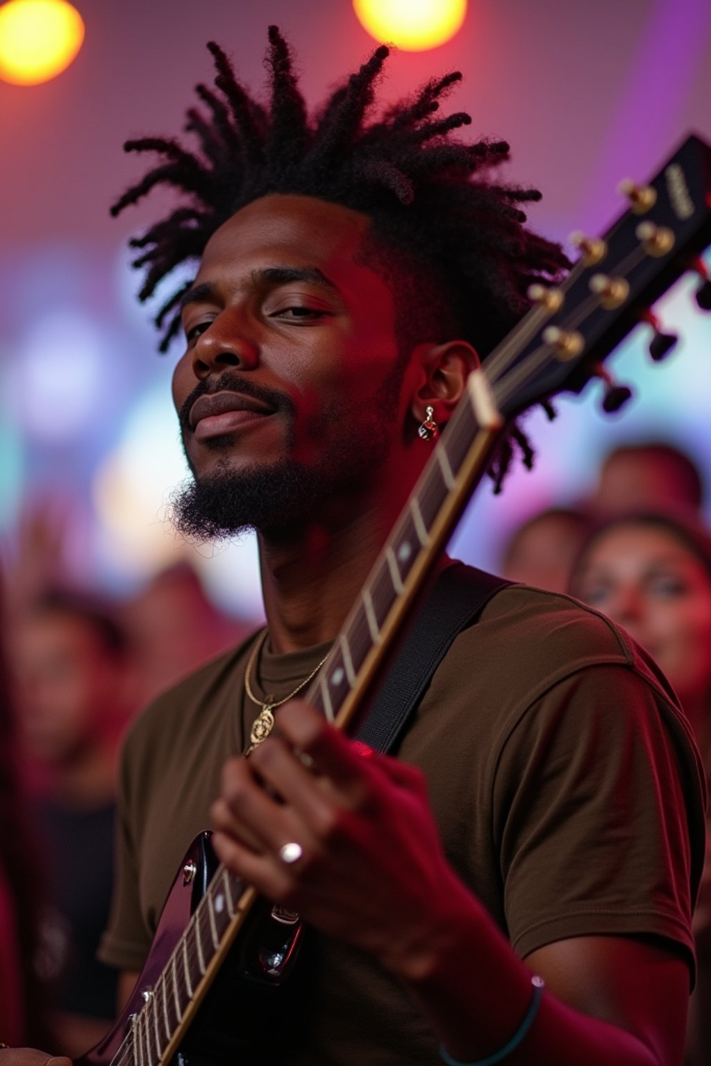 masculine  man enjoying a concert or music festival