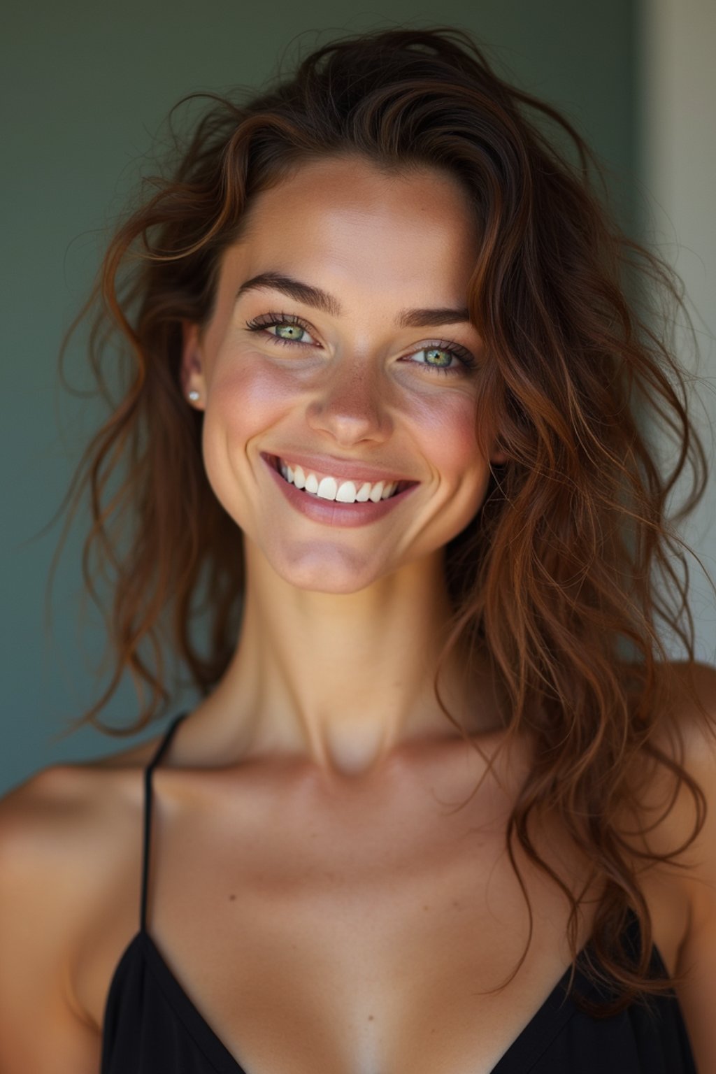 an attractive  feminine woman with a captivating smile