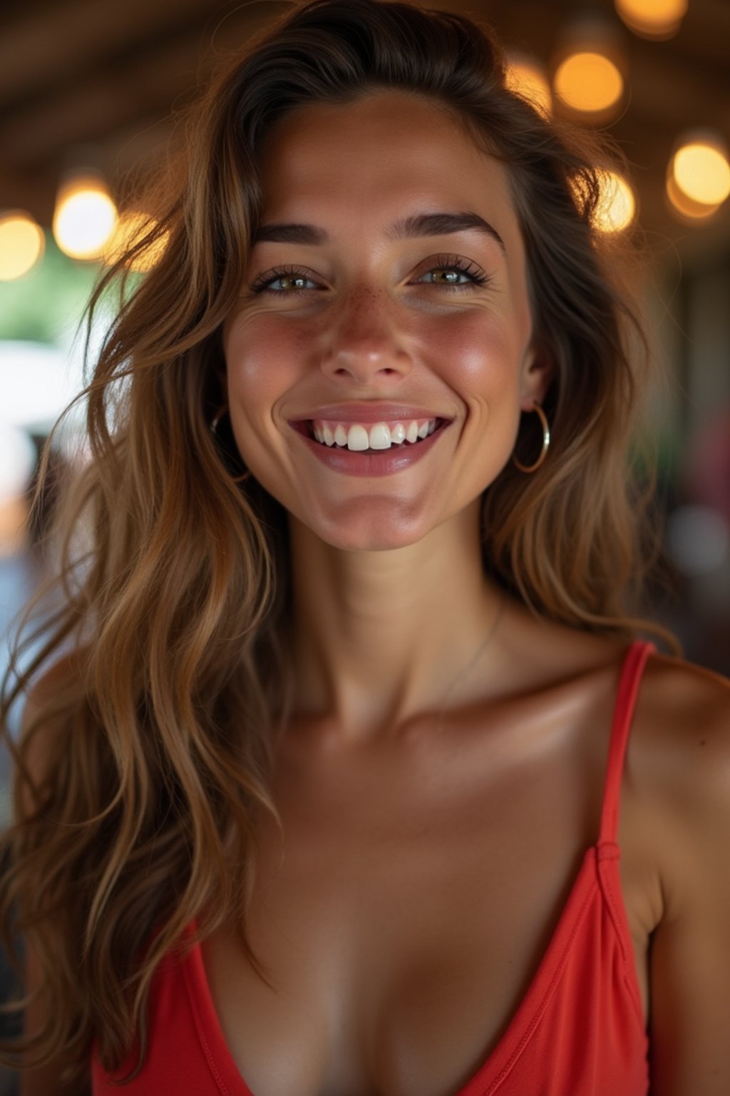 feminine woman laughing and hanging out with friends