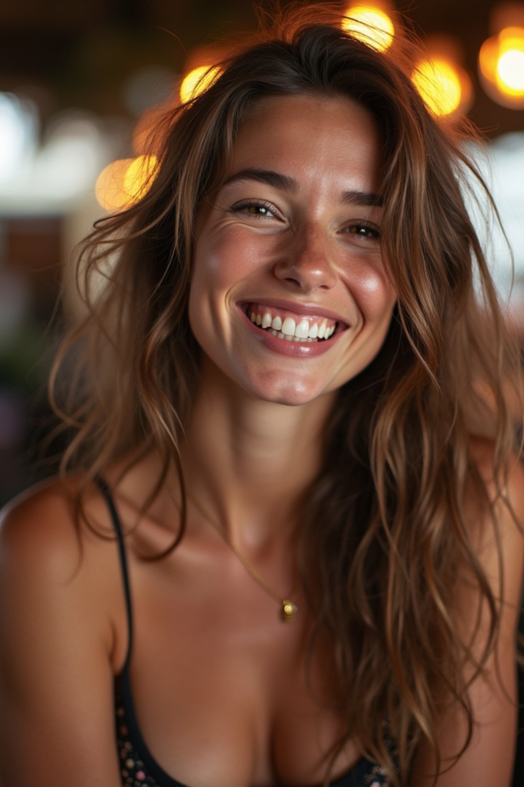 feminine woman laughing and hanging out with friends