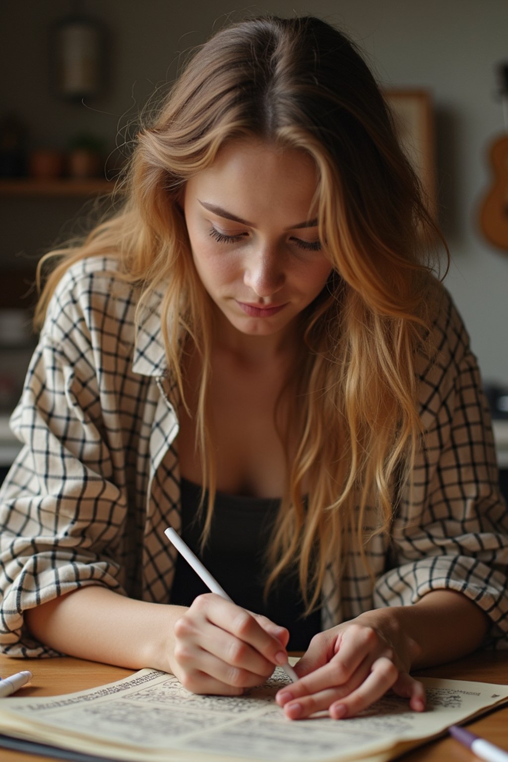 feminine woman engaging in a hobby or craft