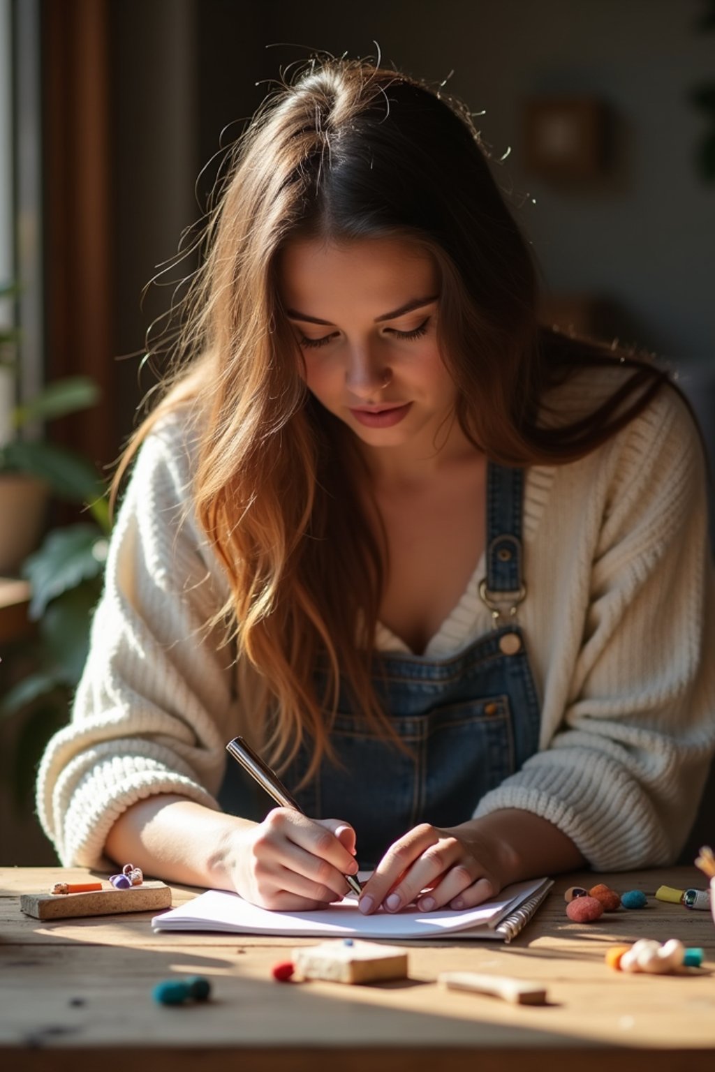 feminine woman engaging in a hobby or craft