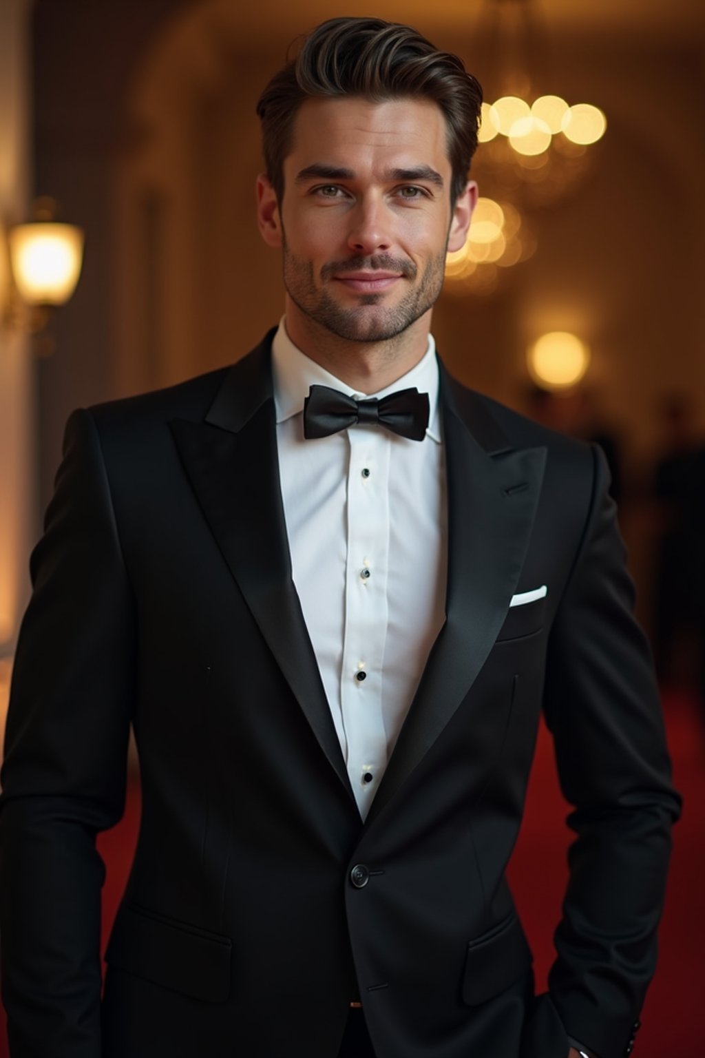 an elegant masculine  man attending a formal event