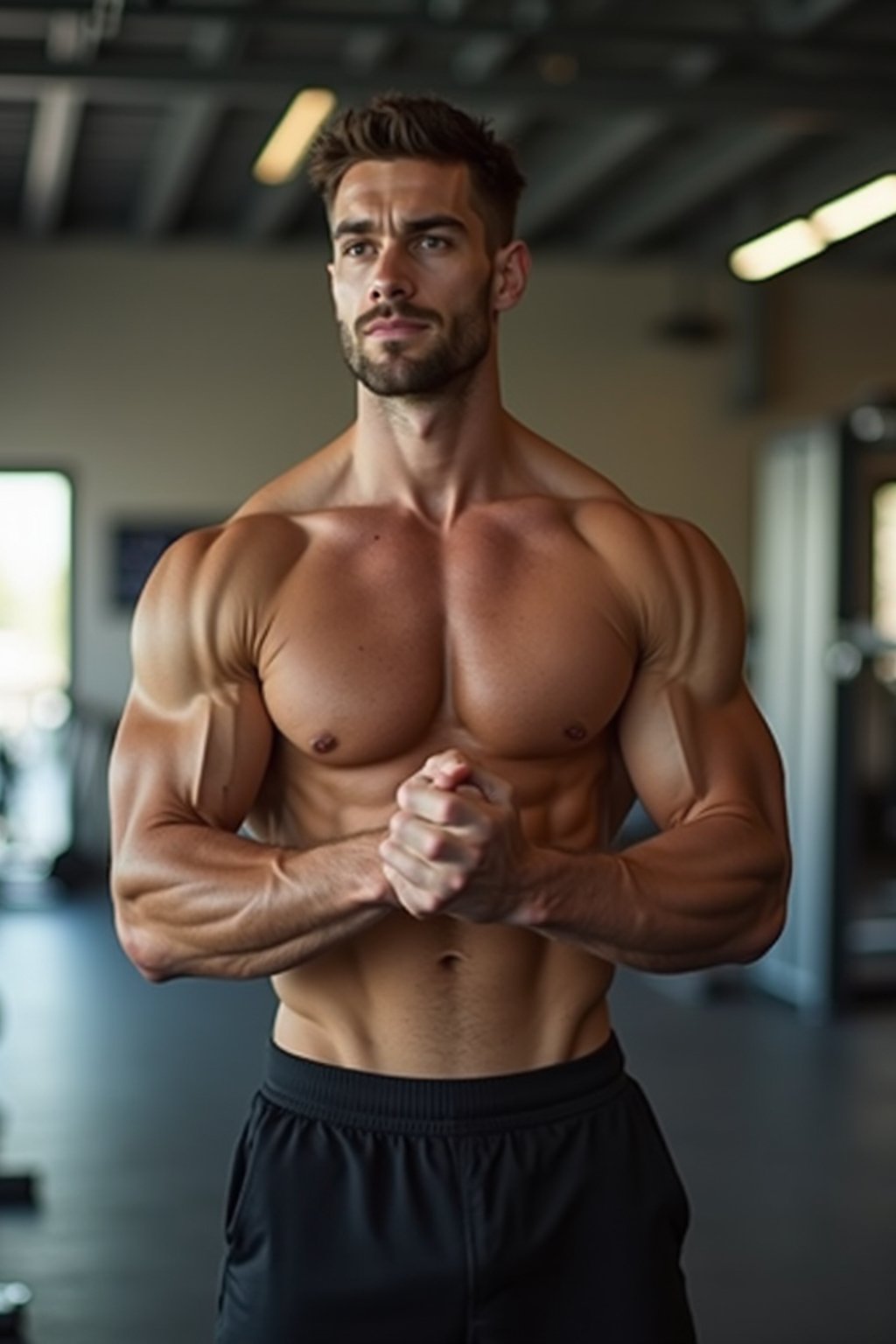 a confident masculine  man engaging in a fitness routine