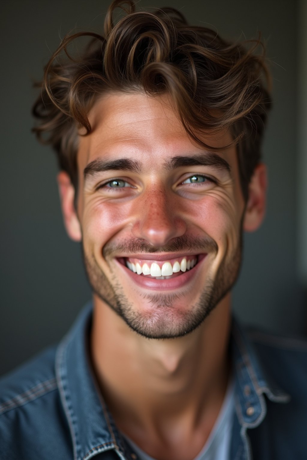 an attractive masculine  man with a captivating smile