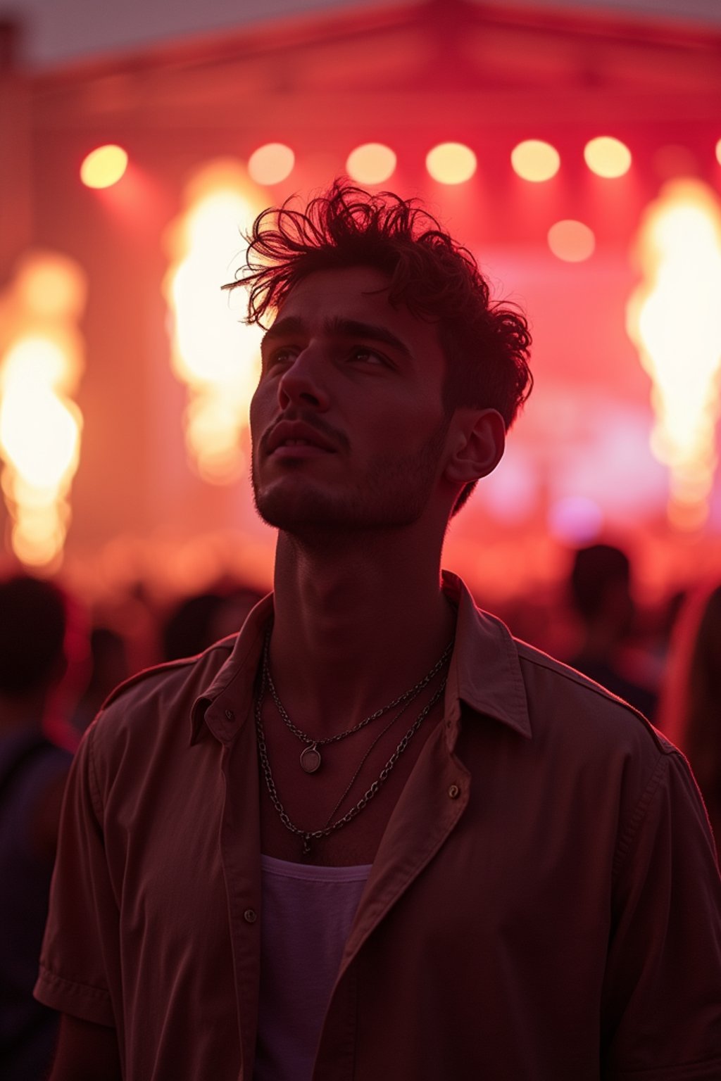 masculine  man enjoying a concert or music festival